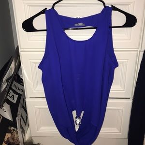 Blue open back tank